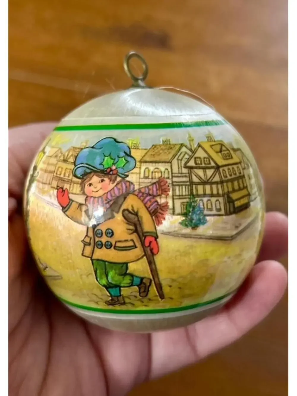Vintage Charles Dickens Christmas Ornament with Tiny Tim Illustration